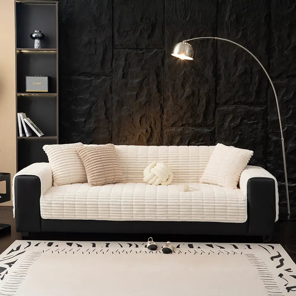One-Piece Cozy Flannel Sofa Protection Non-Slip Recliner Couch Covers