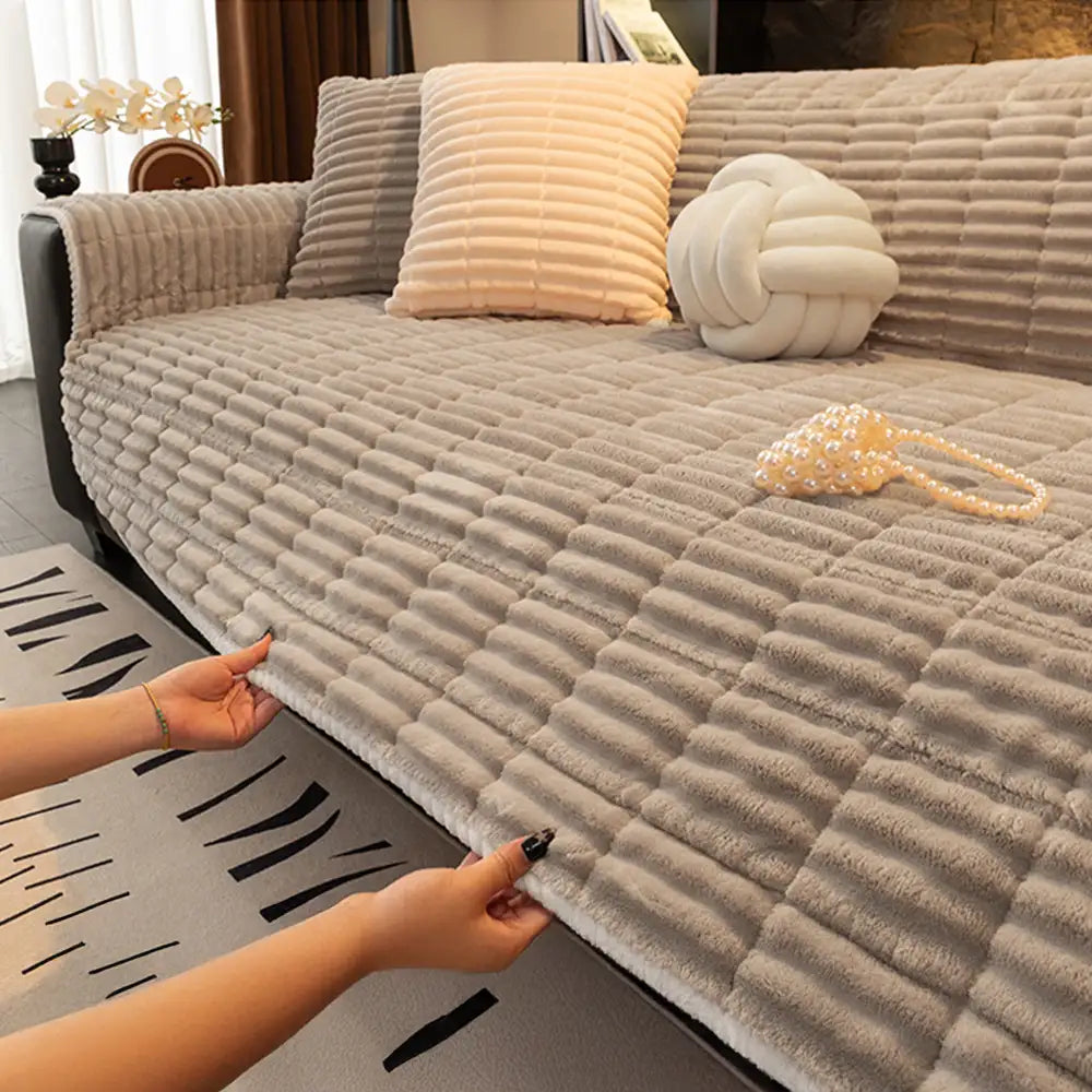One-Piece Cozy Flannel Sofa Protection Non-Slip Recliner Couch Covers