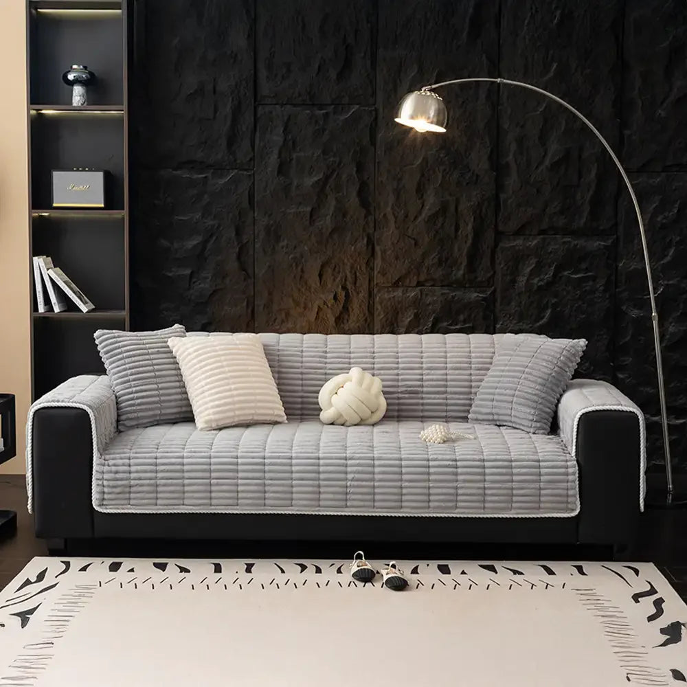 One-Piece Cozy Flannel Sofa Protection Non-Slip Couch Cover
