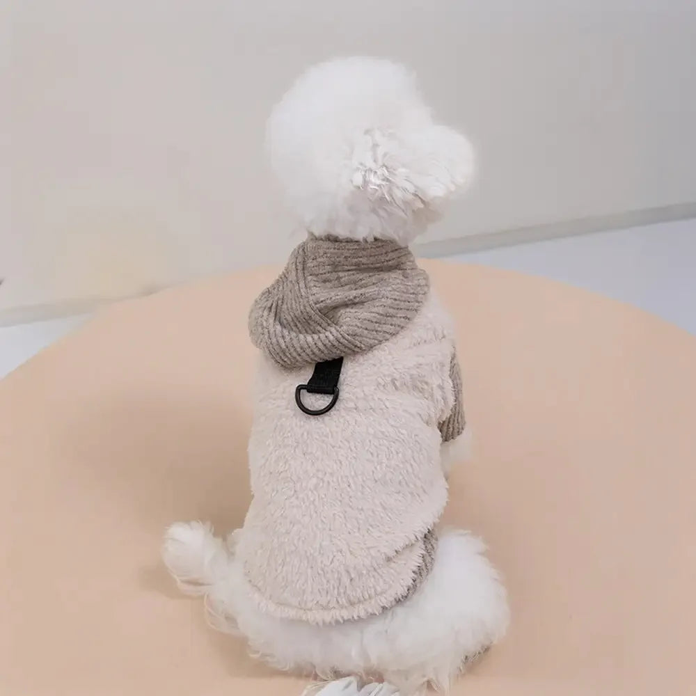 Plush Coat & Matching Turtleneck Sweater Two-Piece Dog Outfit Set