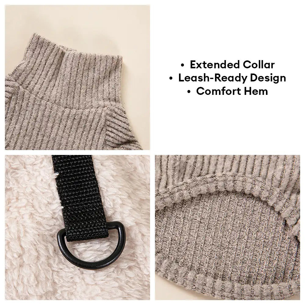Plush Coat & Matching Turtleneck Sweater Two-Piece Dog Outfit Set