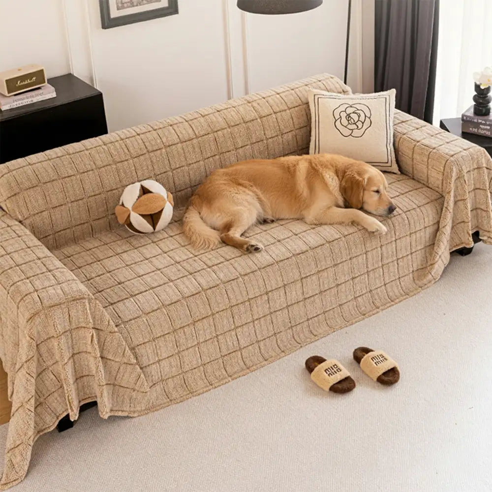 Plush Quilted Classic Checkered Comfortable Thickened Couch Cover