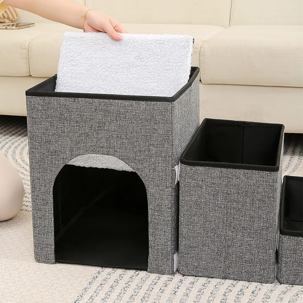 Portable Multi-Functional Foldable Dog Stairs with Storage and Condo