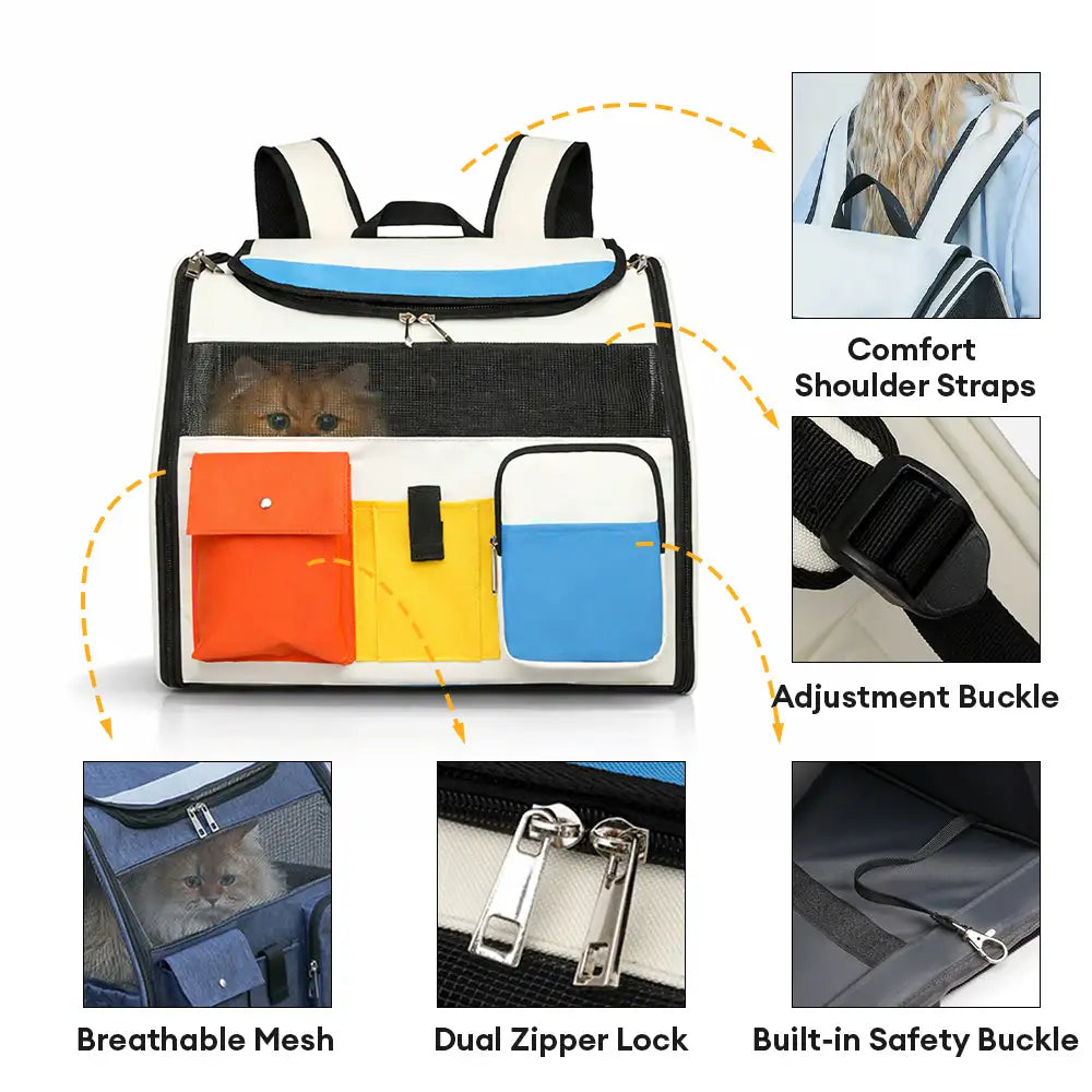 Portable Rolling Pet Backpack Carrier with Detachable Trolley Dog Cat Carrier
