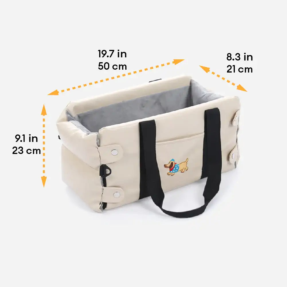 Portable Travel Faux Leather Waterproof Center Console Pet Car Seat
