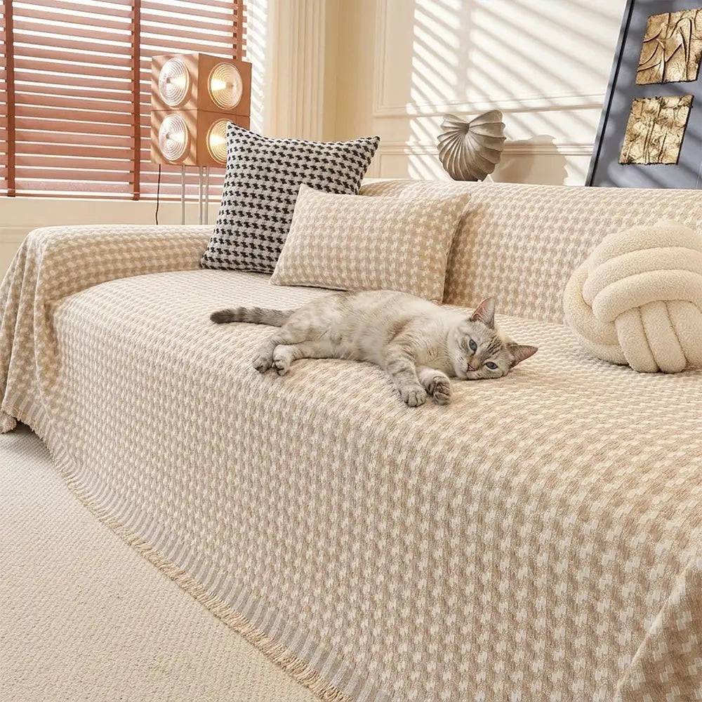 Puzzlestrukturierte Chenille Kratzfeste Sofa Große Decke Couchüberwurf