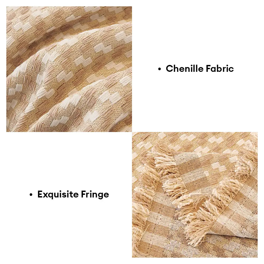 Puzzlestrukturierte Chenille Kratzfeste Sofa Große Decke Couchüberwurf