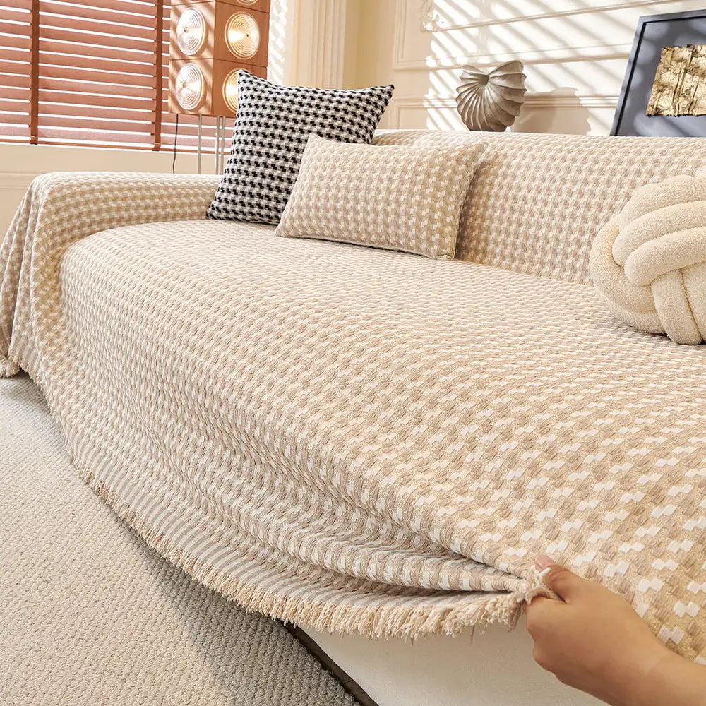 Puzzlestrukturierte Chenille Kratzfeste Sofa Große Decke Couchüberwurf