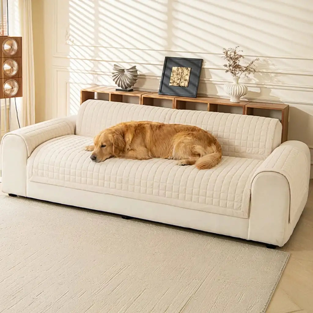 Quilted Square Simple Comfortable Sofa Protector Non-Slip Couch Cover