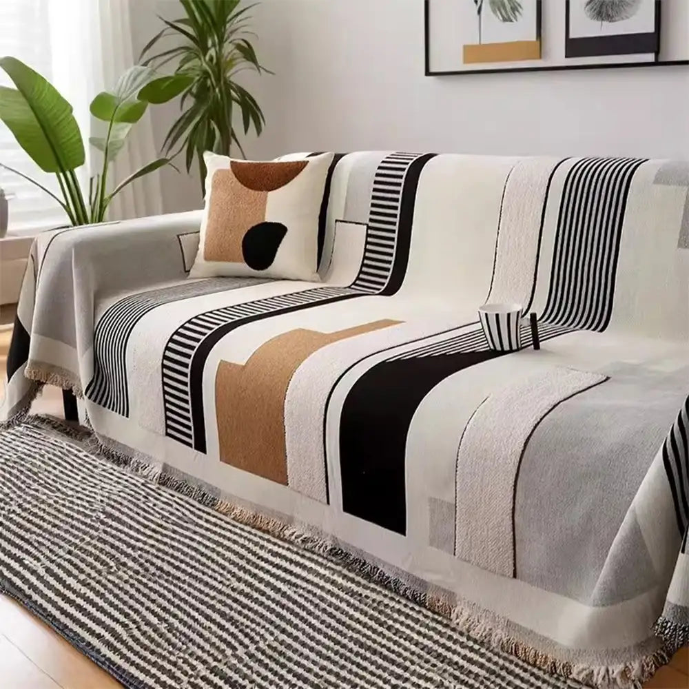 Stripe Art Kratzfeste Chenille Multifunktionale Sofaauflage Couchbezug