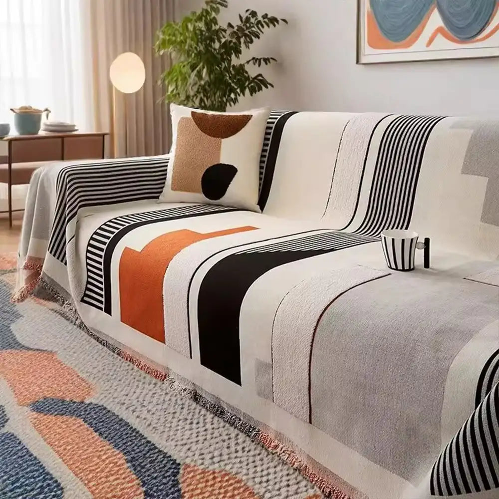 Stripe Art Kratzfeste Chenille Multifunktionale Sofaauflage Couchbezug