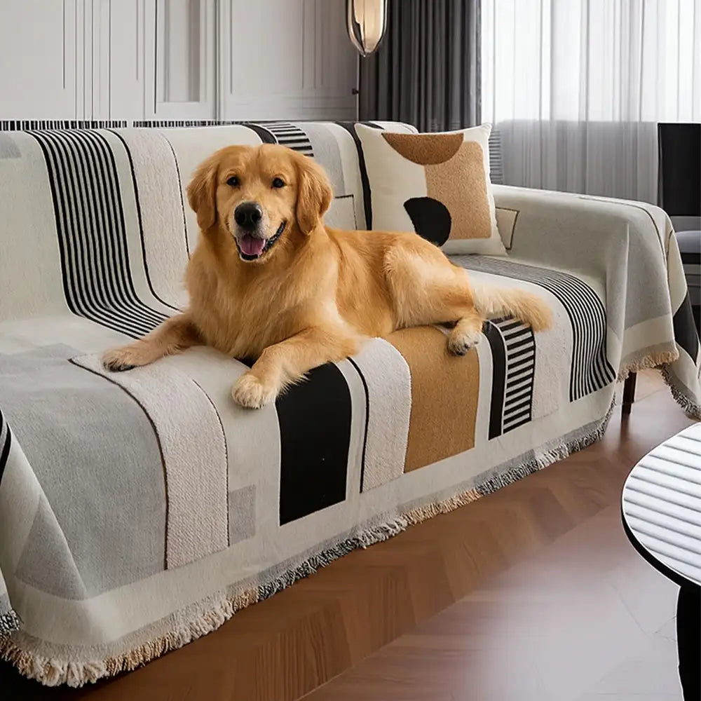 Stripe Art Kratzfeste Chenille Multifunktionale Sofaauflage Couchbezug