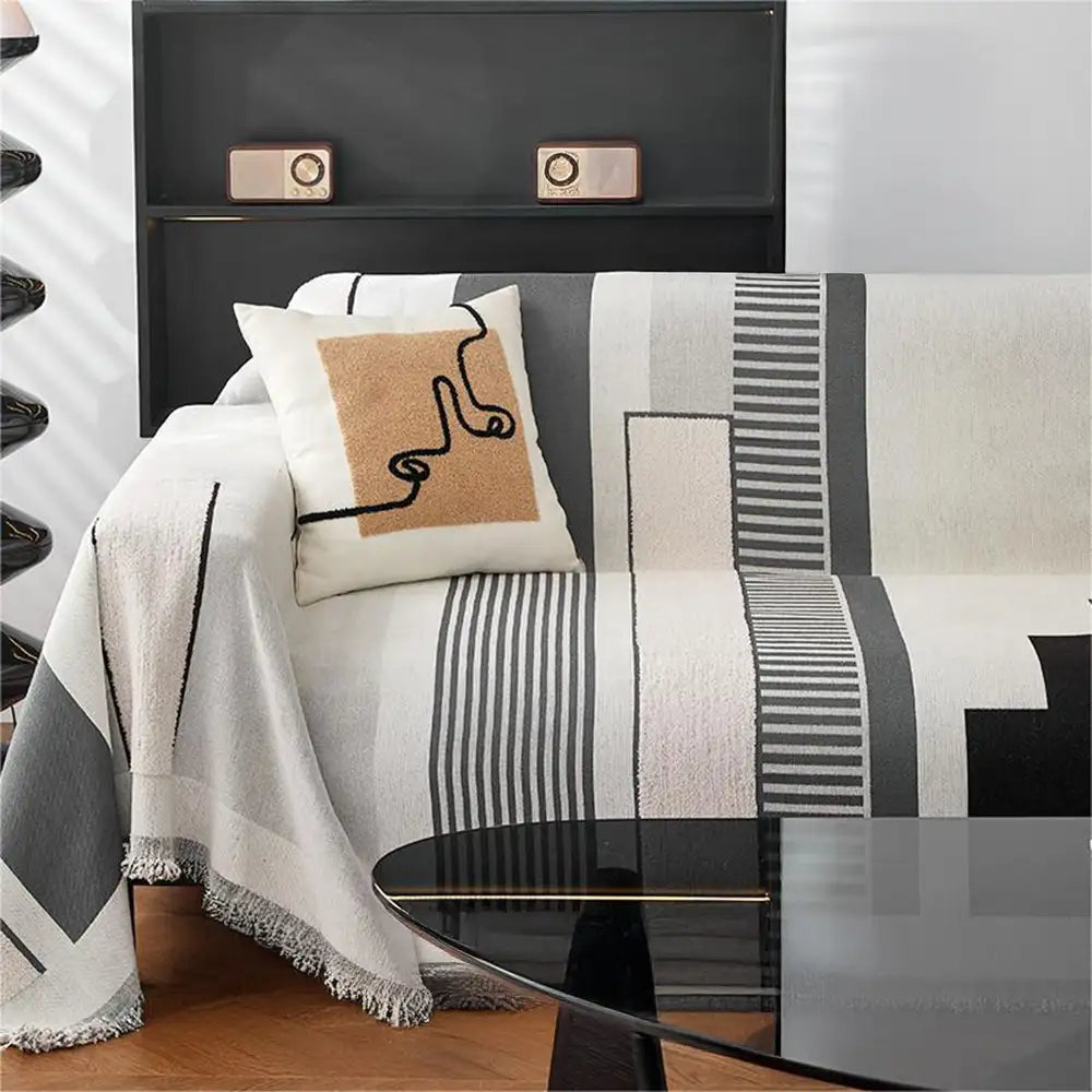 Stripe Art Kratzfeste Chenille Multifunktionale Sofaauflage Couchbezug