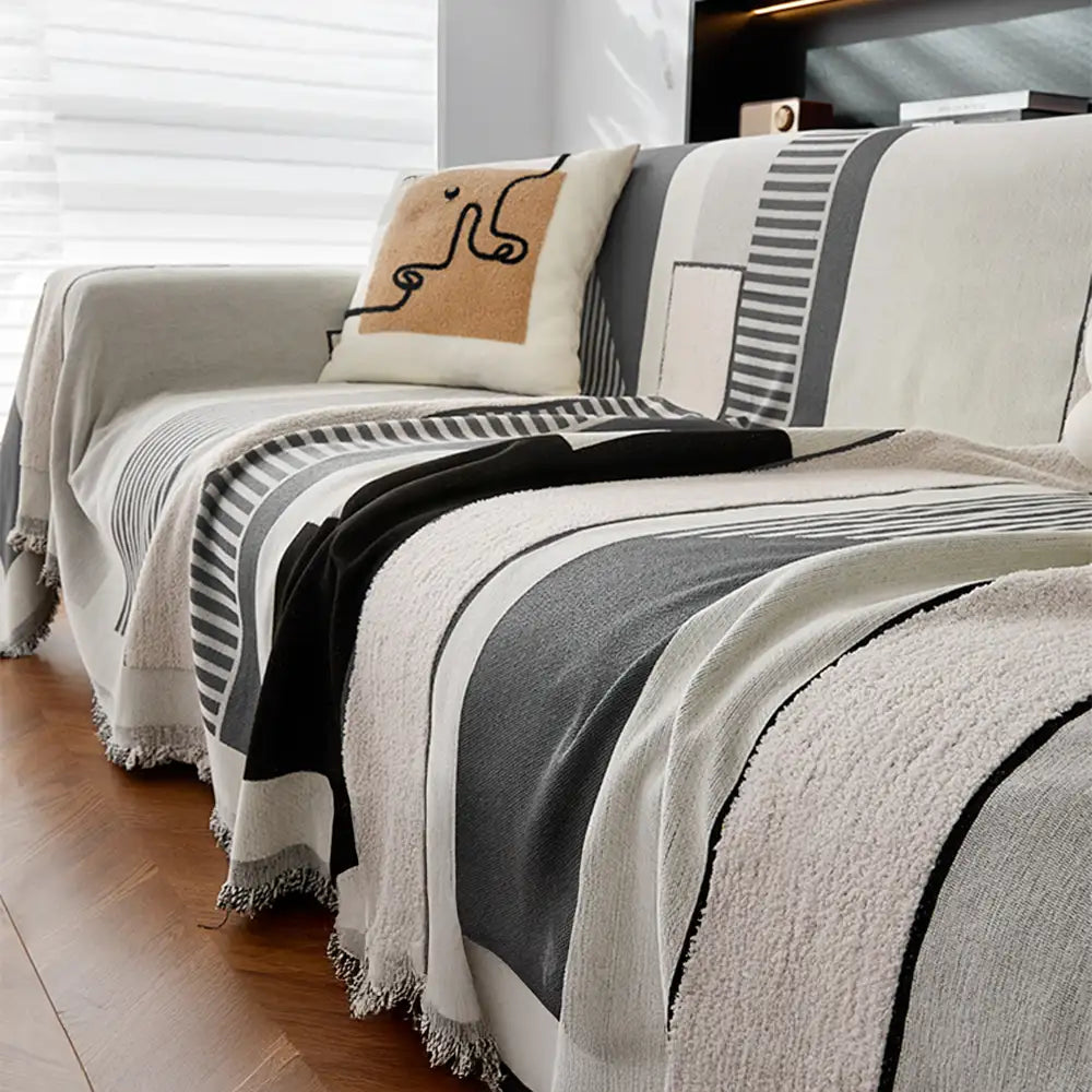 Stripe Art Kratzfeste Chenille Multifunktionale Sofaauflage Couchbezug