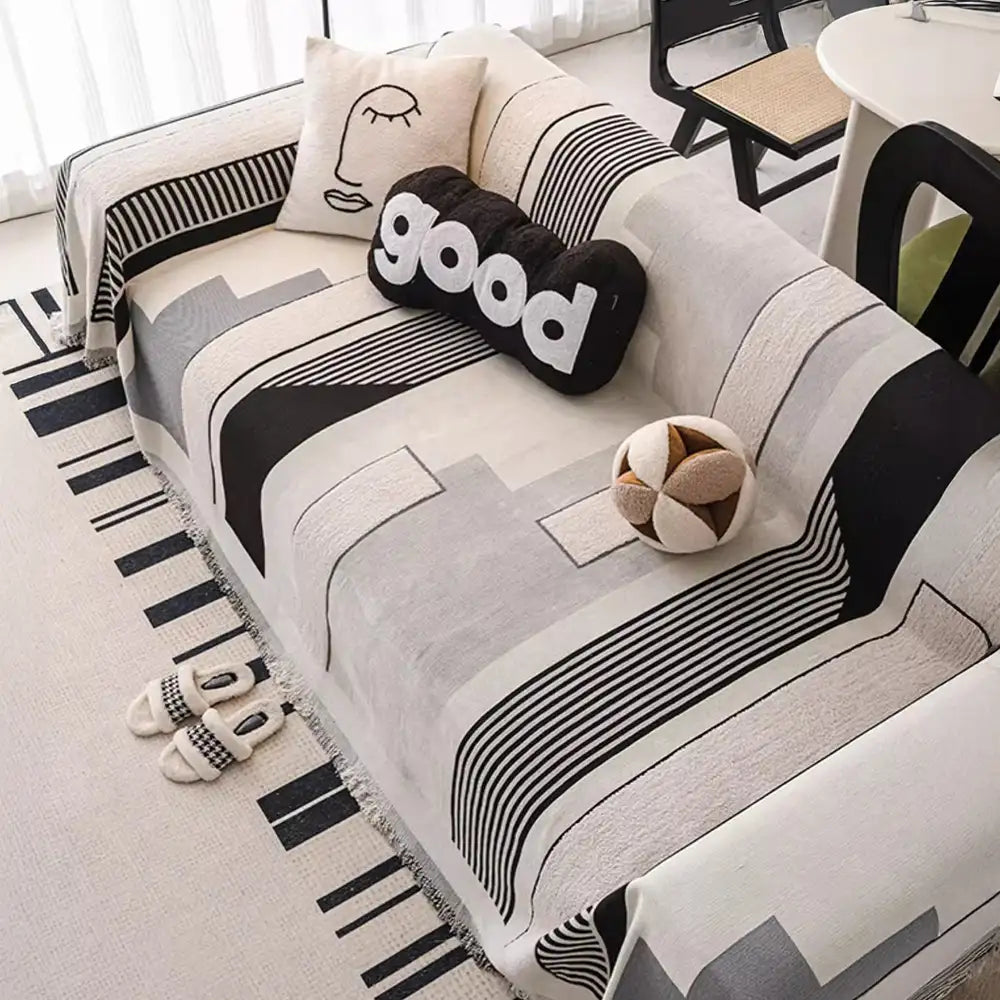 Stripe Art Kratzfeste Chenille Multifunktionale Sofaauflage Couchbezug