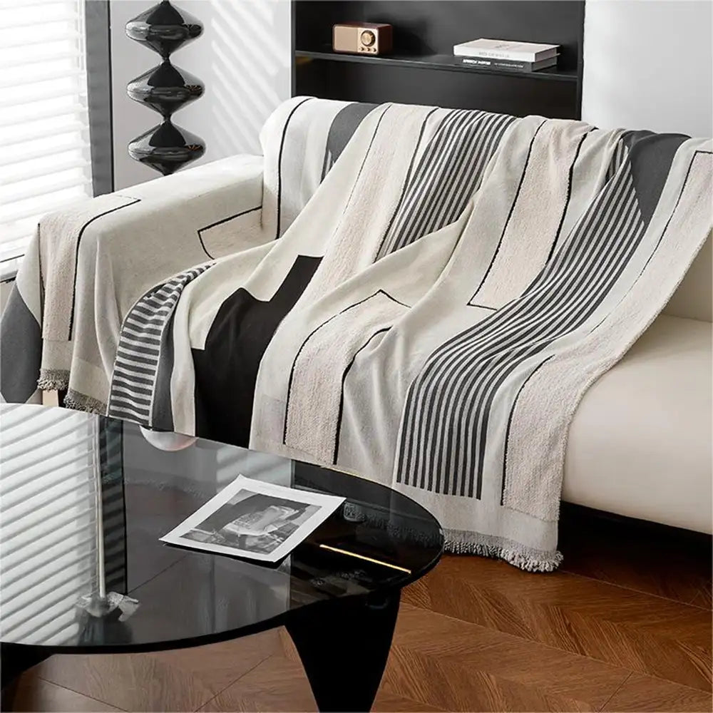 Stripe Art Kratzfeste Chenille Multifunktionale Sofaauflage Couchbezug