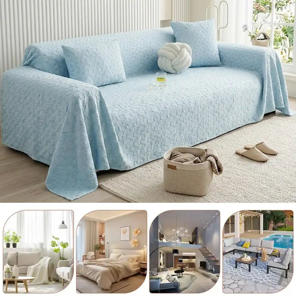 Textured Cooling Ice Silk Skin-Friendly Breathable Sofa Blanket Washable Couch Cover