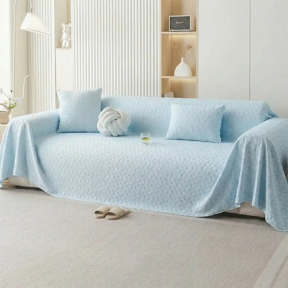 Textured Cooling Ice Silk Skin-Friendly Breathable Sofa Blanket Washable Couch Cover