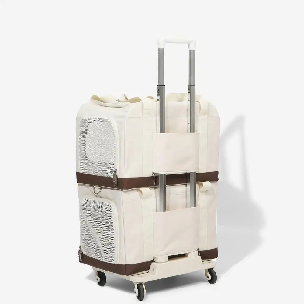 Reisetransporttasche Doppelstöckige faltbare Katzentasche mit abnehmbarem Trolley