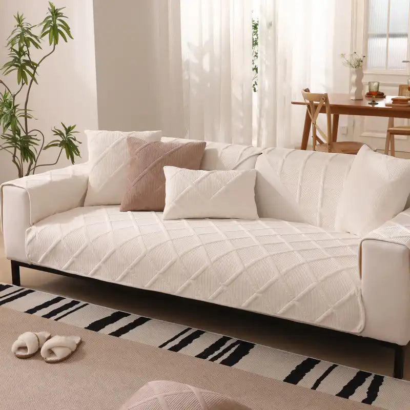 Velvety Soft Short Plush Modern Interiors Couch Cover