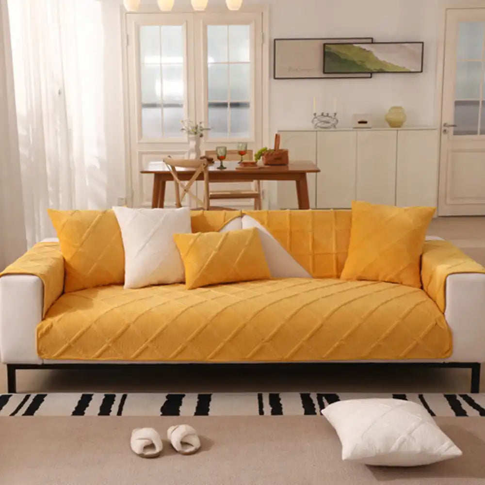 Velvety Soft Short Plush Modern Interiors Couch Cover