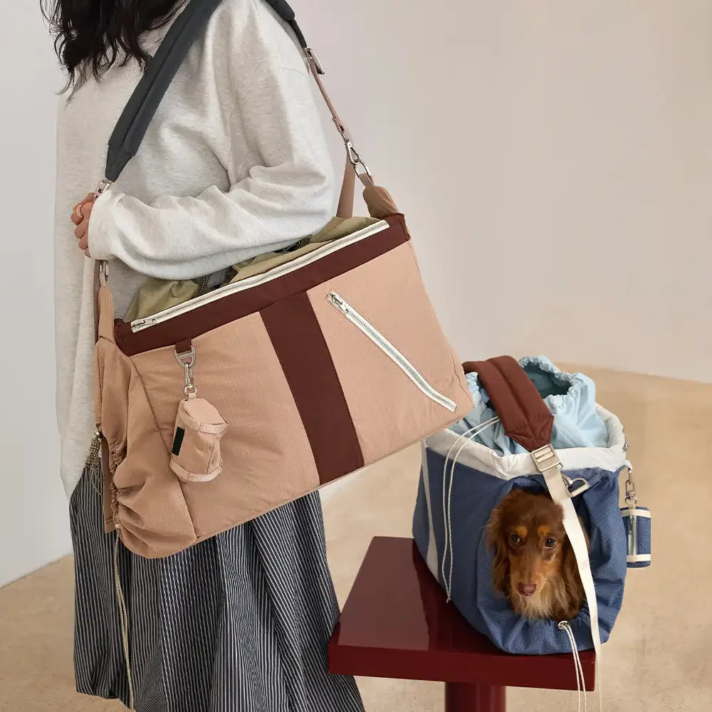 Vintage luftige wasserdichte Hunde- und Katzentragetasche für draußen, große Reise-Tiertransporttasche