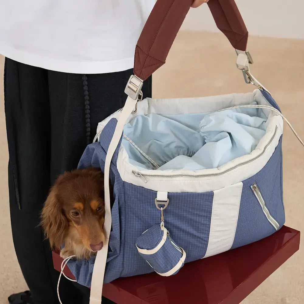 Vintage luftige wasserdichte Hunde- und Katzentragetasche für draußen, große Reise-Tiertransporttasche