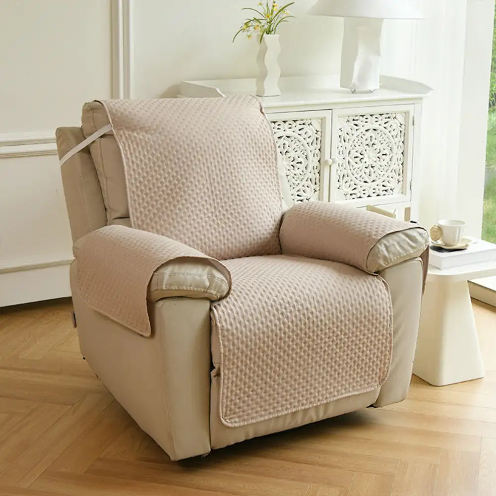 Water-Repellent Solid Color Recliner Chair Cover with Elastic Straps
