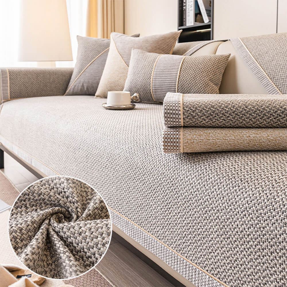Breathable Woven Cotton Linen Non-Slip Outdoor Couch Cover