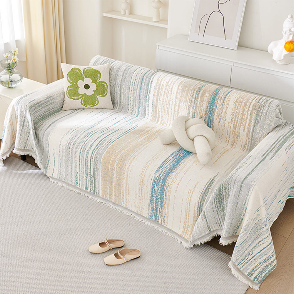Colorful Rainbow Gradient Full Sofa Drape Throw Couch Cover