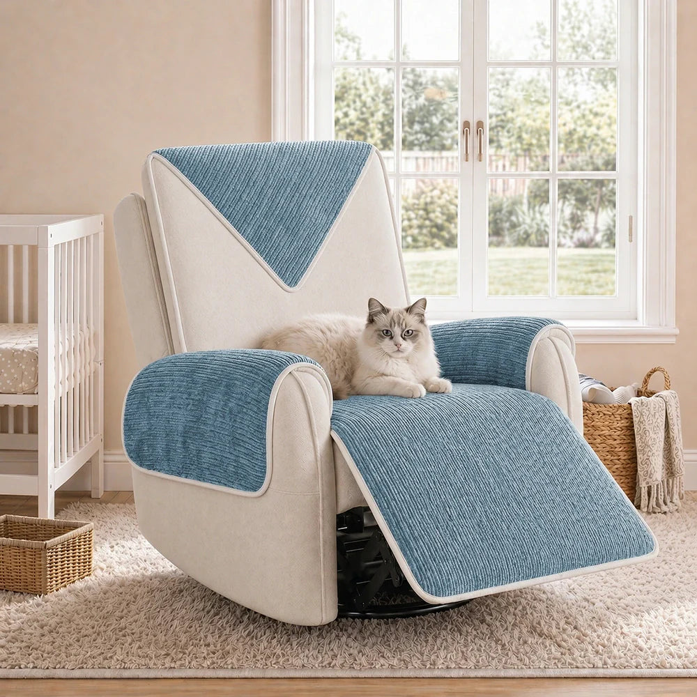 Waterproof Antimicrobial Simple Chenille Fabric Anti-scratch Recliner Slipcover