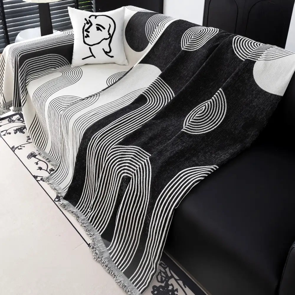 Geometrisch gestreifter Chenille Strapazierfähiger Sofabezug