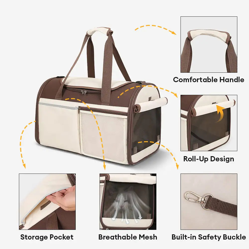 Handheld Crossbody Dog Cat Carrier Multi-Function Breathable Pet Carrier Bag for Travel and Vet