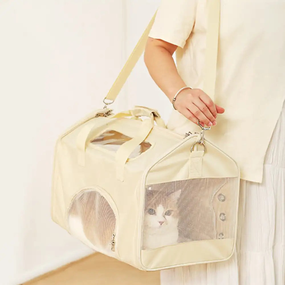 House-Shaped Breathable Foldable Cat Carrier Large Capacity Multi-Functional Pet Carrier Bag