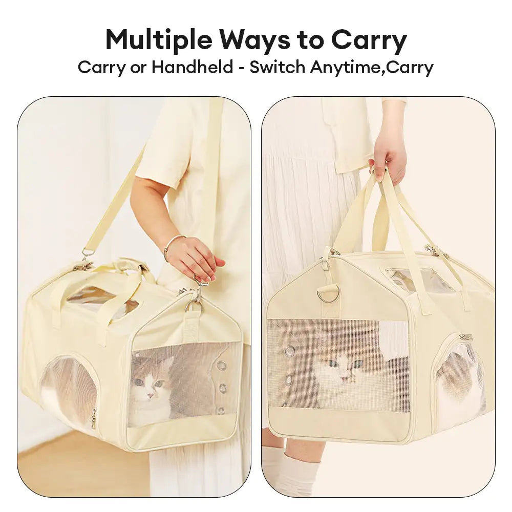 House-Shaped Breathable Foldable Cat Carrier Large Capacity Multi-Functional Pet Carrier Bag