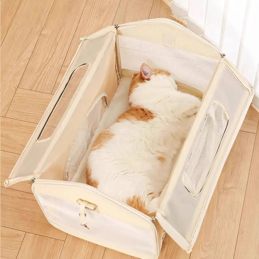 House-Shaped Breathable Foldable Cat Carrier Large Capacity Multi-Functional Pet Carrier Bag