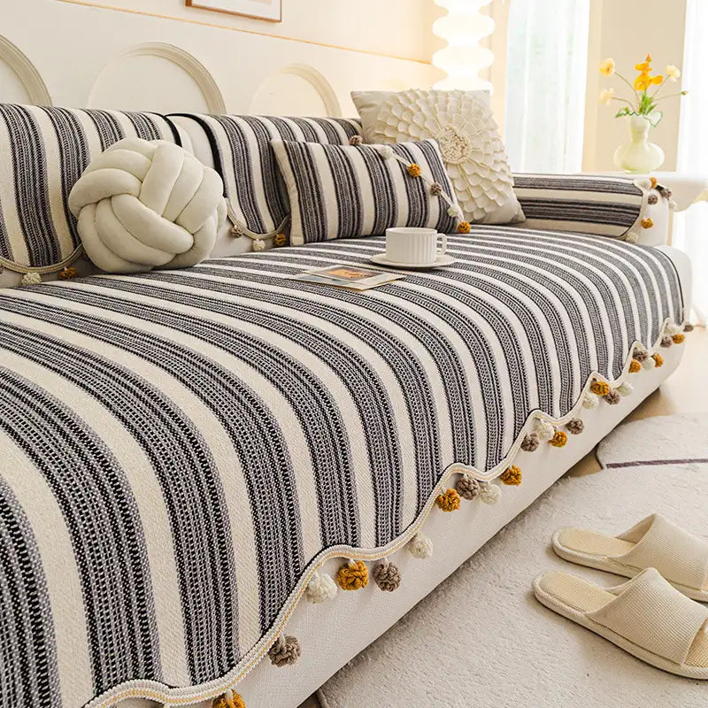 Unregelmäßige Kontrastfarbe Chenille Hautfreundlicher rutschfester Sofa-Schutzbezug