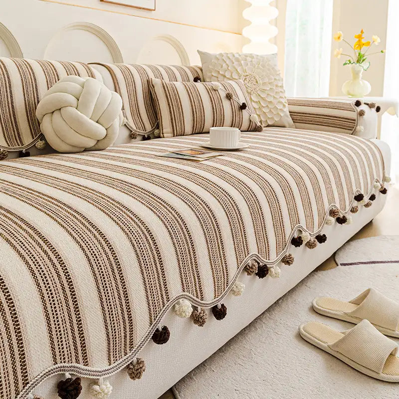 Unregelmäßige Kontrastfarbe Chenille Hautfreundlicher rutschfester Sofa-Schutzbezug