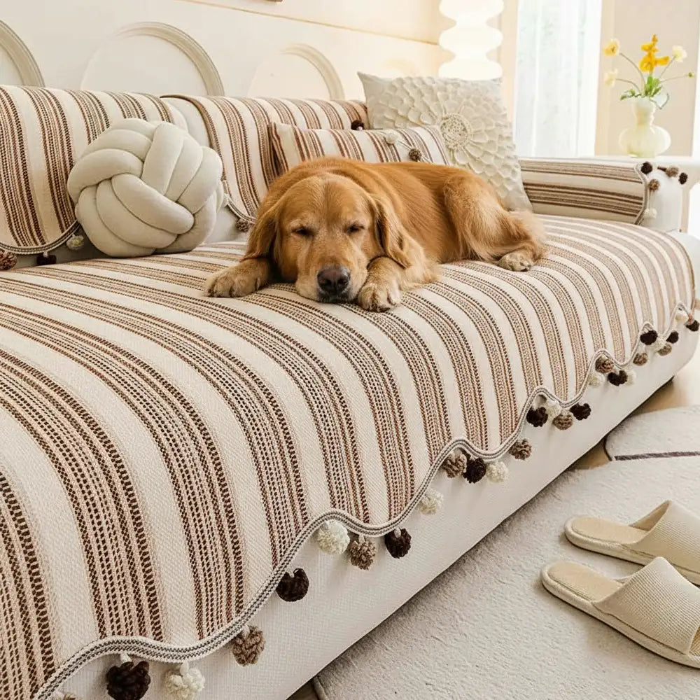 Unregelmäßige Kontrastfarbe Chenille Hautfreundlicher rutschfester Sofa-Schutzbezug