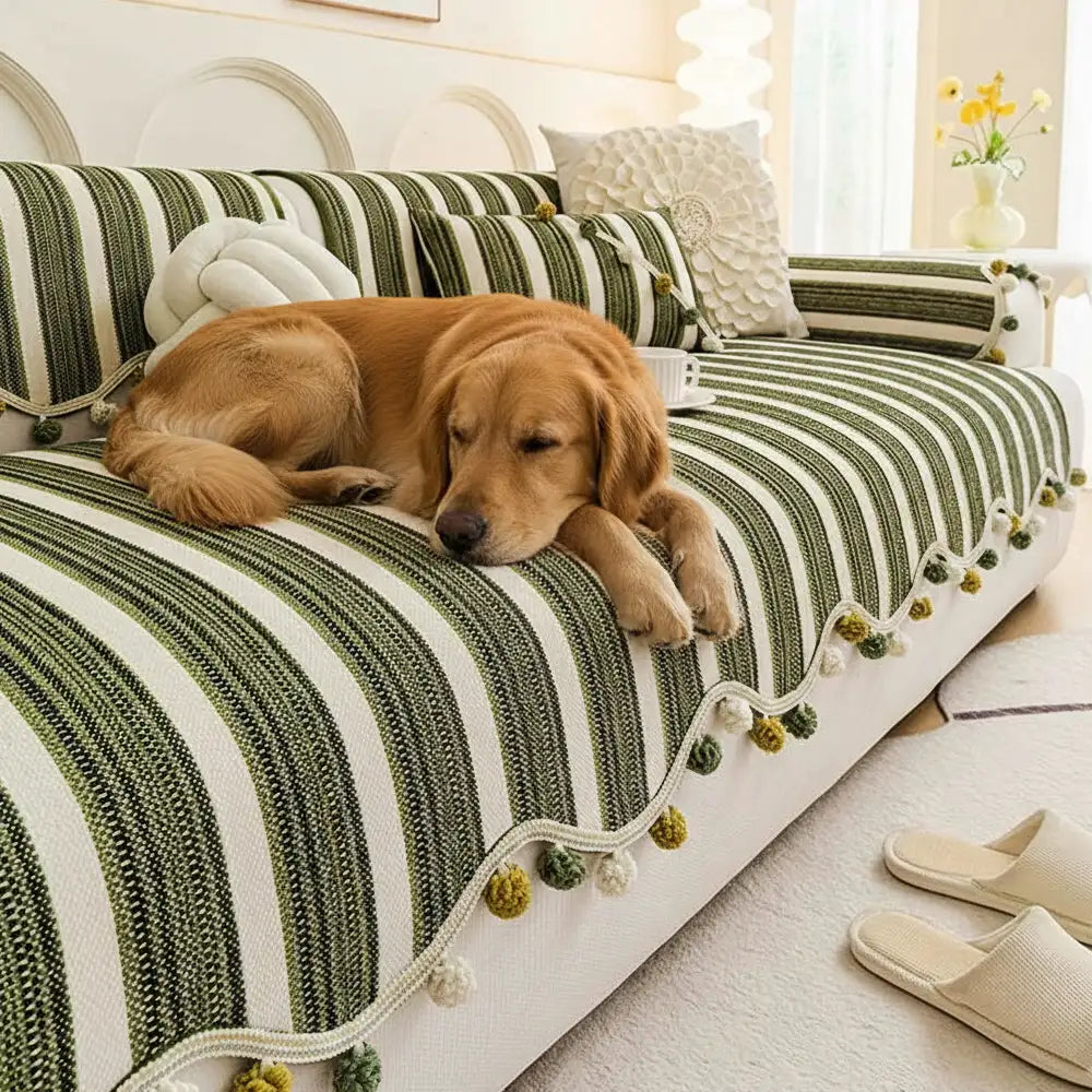Unregelmäßige Kontrastfarbe Chenille Hautfreundlicher rutschfester Sofa-Schutzbezug