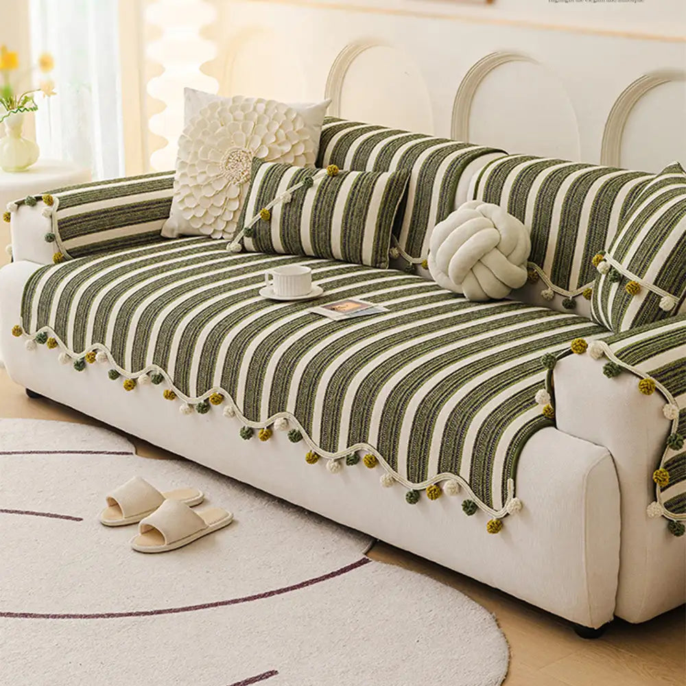 Unregelmäßige Kontrastfarbe Chenille Hautfreundlicher rutschfester Sofa-Schutzbezug