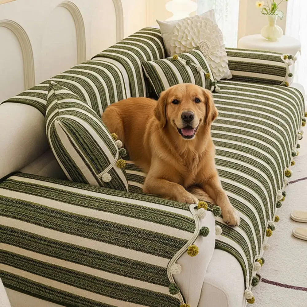 Unregelmäßige Kontrastfarbe Chenille Hautfreundlicher rutschfester Sofa-Schutzbezug