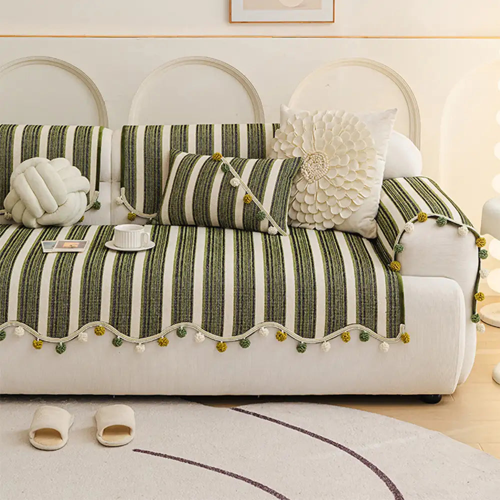 Unregelmäßige Kontrastfarbe Chenille Hautfreundlicher rutschfester Sofa-Schutzbezug