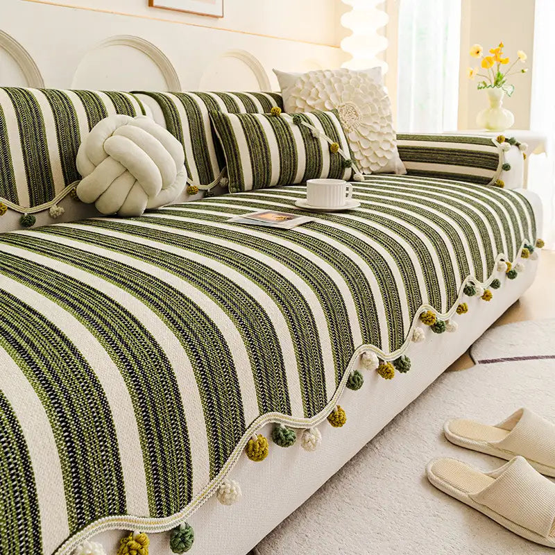 Unregelmäßige Kontrastfarbe Chenille Hautfreundlicher rutschfester Sofa-Schutzbezug