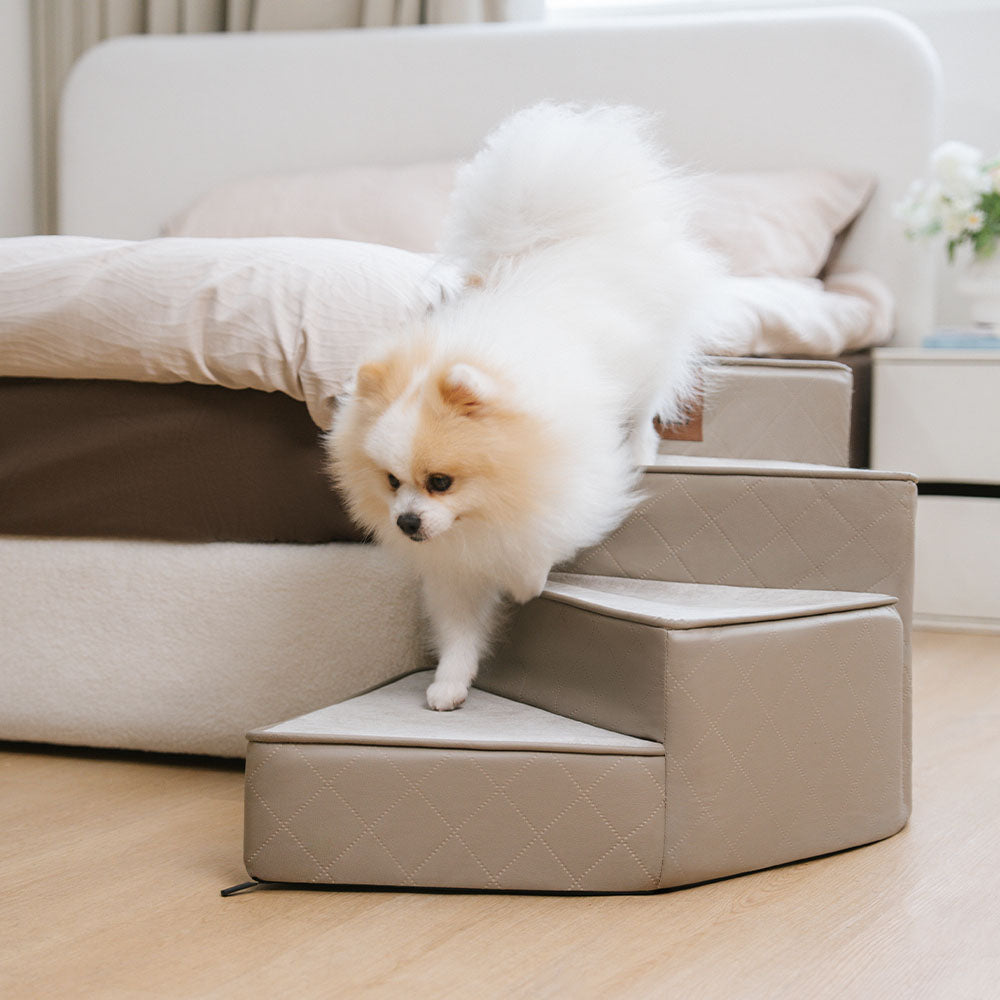 Luxe Water-repellent Faux Leather Removable Spiral Pet Stairs - StepEase