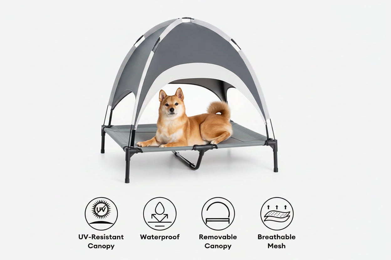 Multi-Functional Breathable Cooling Elevated Dog Bed with Canopy - PawAir