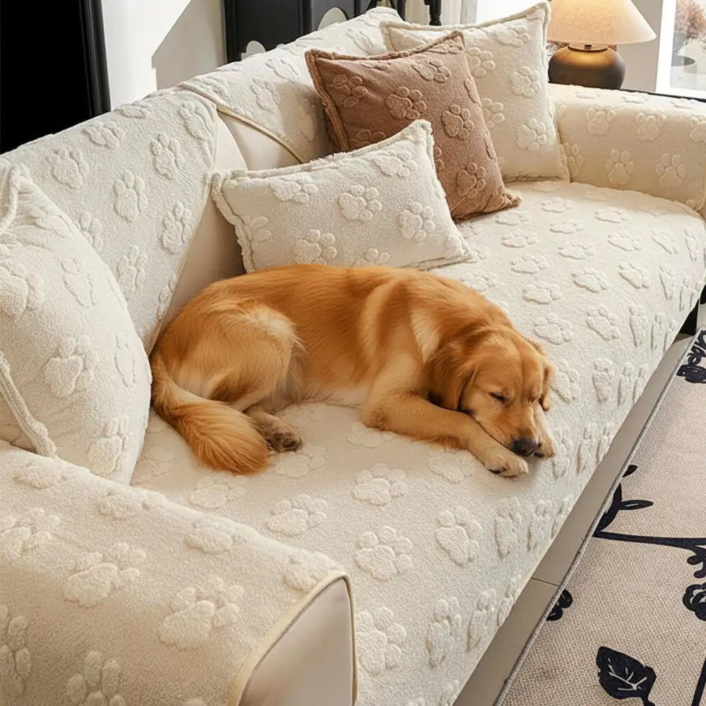 Paw Print Cute Plush Thick Sofa Decoration Non-slip Couch Cover