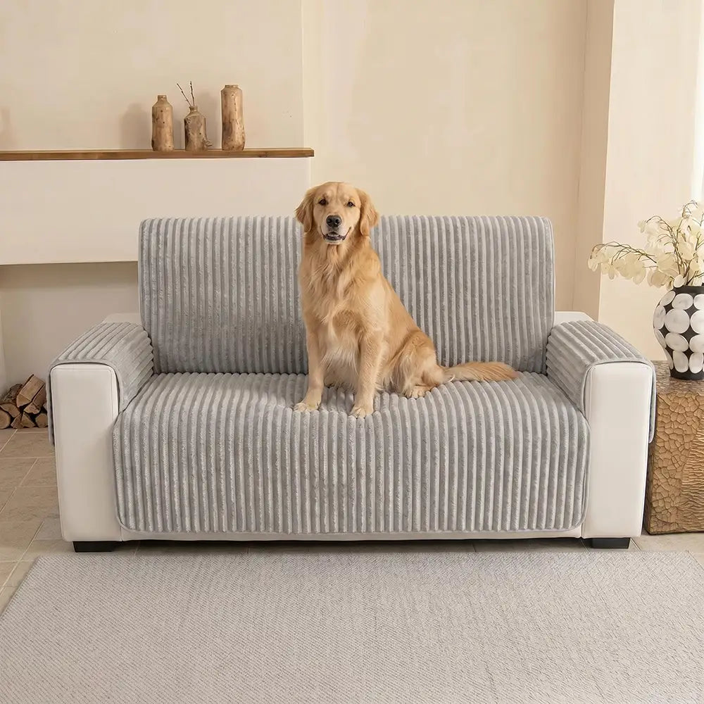 Plush Pet-Friendly Non-Slip One-Piece Couch Cover Recliner Couch Cover - Strips