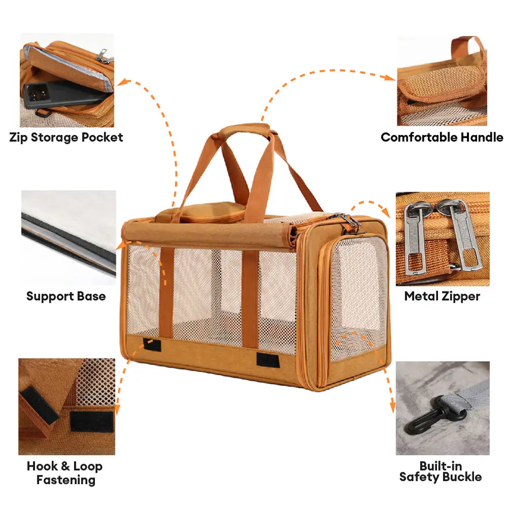 Airline Approved Portable Breathable Expandable Large-Capacity Cat Carrier Bag