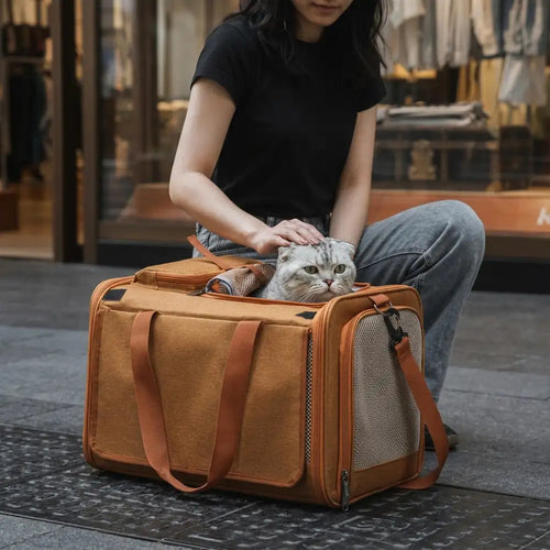 Airline Approved Portable Breathable Expandable Large-Capacity Cat Carrier Bag